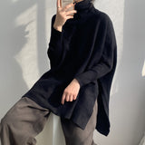 Women Winter Knitted Sweater Loose High Collar Knitted Sweater Top 8t8107