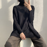 Women Winter Knitted Sweater Loose High Collar Knitted Sweater Top 8t8107