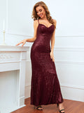 Women Evening Gown Sexy Retro Sequined Suspender Dress