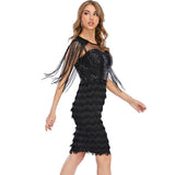 Women's Evening Gown Sexy Tassel Stitching Sequins Dress Dress