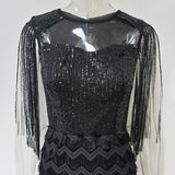 Women's Evening Gown Sexy Tassel Stitching Sequins Dress Dress