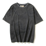 Hip-hop t-shirts: american streetwear trendy rep little angel cupid print vintage distressed washed short sleeve tee