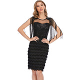 Women's Evening Gown Sexy Tassel Stitching Sequins Dress Dress