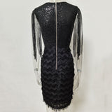 Women's Evening Gown Sexy Tassel Stitching Sequins Dress Dress