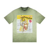 saint m t shirts Spring and summer s.m heavy industry washed and fried color round neck pullover short sleeve