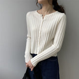 Women Cardigan Sweater Fall V-neck Cardigan Casual Sweater Slim Top 8t8111
