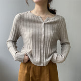 Women Cardigan Sweater Fall V-neck Cardigan Casual Sweater Slim Top 8t8111