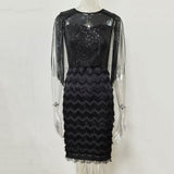 Women's Evening Gown Sexy Tassel Stitching Sequins Dress Dress