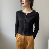Women Cardigan Sweater Fall V-neck Cardigan Casual Sweater Slim Top 8t8111