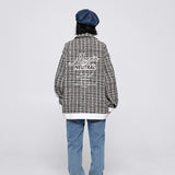 Unisex Jacket Autumn Coarse Woven Embroidered Plaid Coat