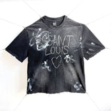 saint m t shirts s.m street style hand-painted graffiti crew neck pullover short sleeve t-shirt