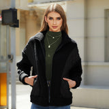 Women Trench Coat Autumn and Winter Long Sleeve Cardigan Zipper Plush Stitching Women's Coat