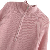 Women Sweater Knitwear Stand Collar Woolen Skirt Winter Loose Lapels Leisure Dress
