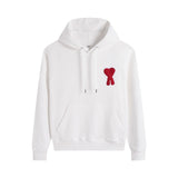 Ami aheoine hooded long sleeves couple hoodie loose heart fall and winter raglan sleeves patch embroidered sweatshirt