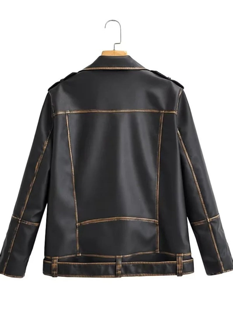 Women Leather Jacket Spring Women's Leather Top Casual Short Leather Coat