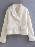 Women Suits Spring and Autumn Casual Double Breasted Blazer