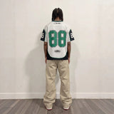 American badge number retro rugby jersey color block mesh breathable v neck short sleeve trendy t