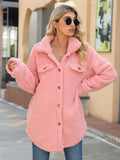 Women Trench Coat Fall and Winter Lapels Long Sleeve Loose Breasted Plush Jacket