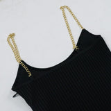 Women's Evening Dress Chain Suspender Skirt Sexy Backless Sheath Slim Fit Dress