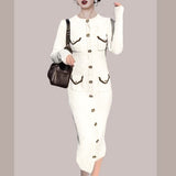 Women Maxi Dress Autumn and Winter Cardigan Long Knitted Dress