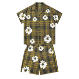 Denim Tears Shirt & Shorts 2 Piece Set Kapok Plaid Short Sleeve