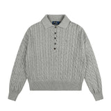 Rl ralph pony wool sweatersweatertopsknittingfall and winterpolo collarcasualpullover macaron couple