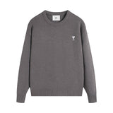 Ami araunriffall and winter couplelong sleevesheart jacquardtopswool sweater round neck knitting shirt