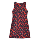 Women Dresses Summer Vintage Cherry Print V-neck Sleeveless Vest Dress (Xds0414)