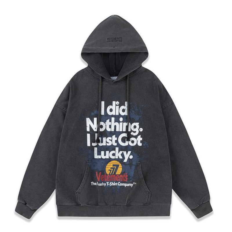 Vetements Hoodie Vtm Distressed Wash 777 Hoodie Loose Hooded Sweater