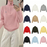 Rl ralph lauren pony half-zip macaron fall/winter wool sweater - couple's casual loose knit turtleneck top