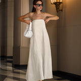 Party Dresses Cotton and linen tube top high waist dress halter summer dress