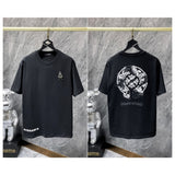Ch hip-hop t shirts high version ch couple classic sanskrit handmade cross buckle foam pull short sleeve high street american style