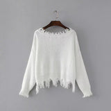 Women Sweater Knitwear V-neck off-Shoulder Loose Pullover Women's Loose Sweater