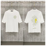 Ch hip-hop t shirts ch kroma hoof sanskrit cross printingloosecasualpure cotton american heavy weight short sleeves