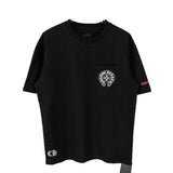 Ch hip-hop t shirts ch croo short-sleeved stylish scroll sanskrit horseshoe cross logo printingloosecasual american heavy weight