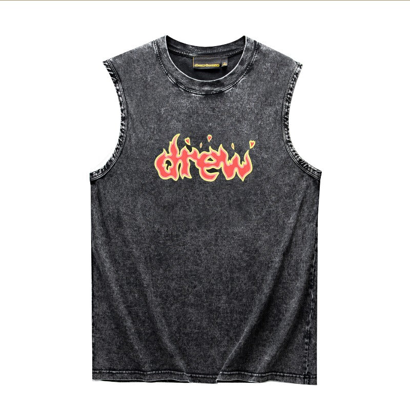 Drew house tshirt r d@ew flame letter heavyweight washed tank top