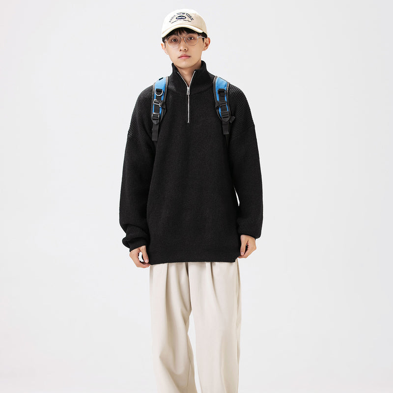 Unisex Sweater Winter Zip Turtleneck Sweater