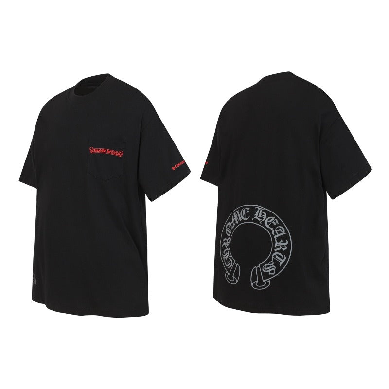 Ch hip-hop t shirts ch croo short-sleeved sanskrit horseshoe printingloosecasualpure cotton american heavy weight short-sleeved casualcouple