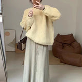 Women Knitted Pullover Autumn and Winter Loose round Neck Sweater Top