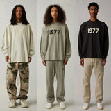 Fog Essentials Long Sleeve T-Shirt Unisex Flocking Logo Loose Sweater