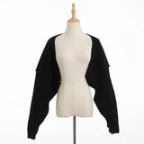 Women Sweater Knitwear Knitted Shawl Ultra Short Long Sleeve Knitting Needle Sweater