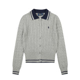 Rl ralph pony polo collar preppy stylecardiganfall and wintertopsknittingfall and wintercouplecasual woolen sweater
