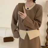 Women Knitwear Autumn and Winter round Neck Sweater Loose Short Knitted Cardigan
