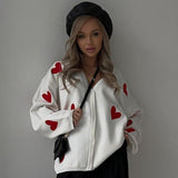 Ladies Leisure Knitwear Embroidery Love Autumn and Winter Cardigan Women's Long-Sleeved Woolen Jacket