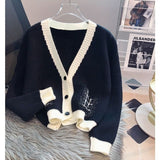 Women Knitwear Fall V-neck Sweater Female Loose Knitted Cardigan