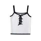 Women Tops Summer Bow Knitted Sling Short Top