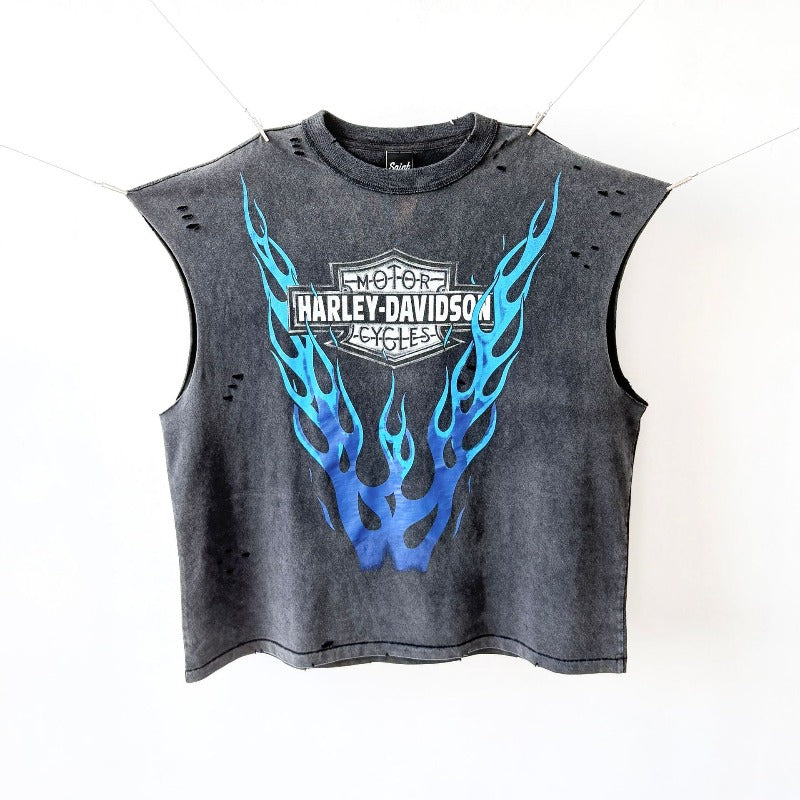 saint m t shirts s.m. blue flame limited edition pullover casual tank top