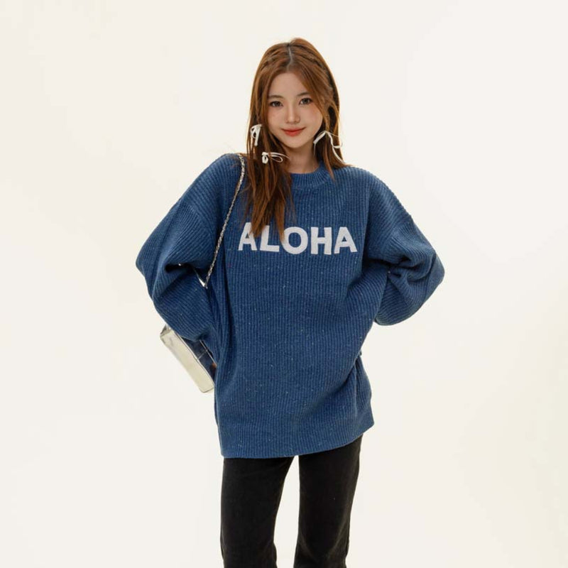 Unisex Sweater Autumn Colored Dots Affixed Cloth Embroidered Sweater