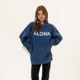 Unisex Sweater Autumn Colored Dots Affixed Cloth Embroidered Sweater