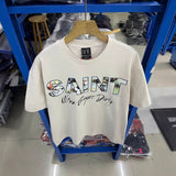 saint m t shirts s.m landscape letter graphic crew neck pullover short sleeve top